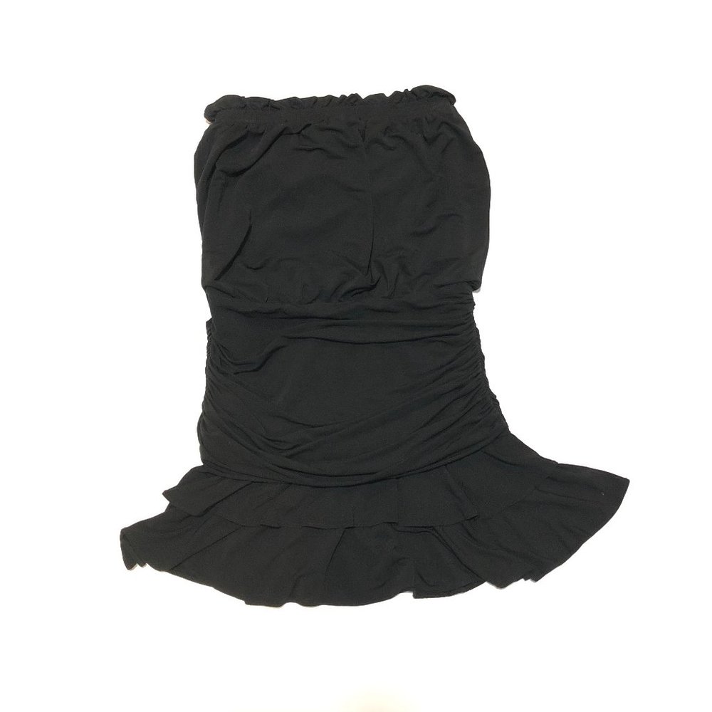 BCBG DESIGNER BLACK STRAPLESS SHIRT